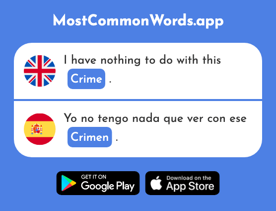 Crime, murder - Crimen (The 2048th Most Common Spanish Word)