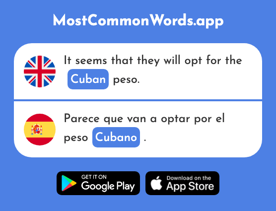 Cuban - Cubano (The 703rd Most Common Spanish Word)