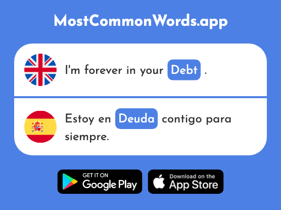 Debt - Deuda (The 1732nd Most Common Spanish Word)