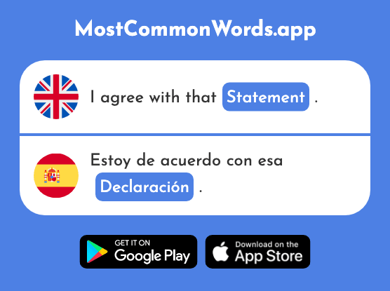 Declaration, statement - Declaración (The 1264th Most Common Spanish Word)