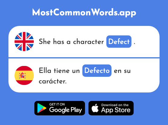 Defect - Defecto (The 2444th Most Common Spanish Word)