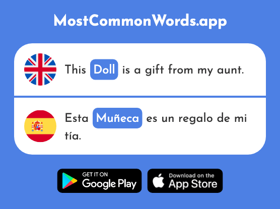 Doll, wrist - Muñeca (The 2562nd Most Common Spanish Word)
