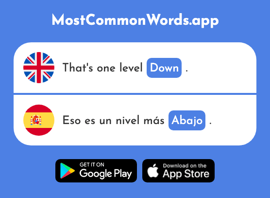Down, below, downward - Abajo (The 788th Most Common Spanish Word)