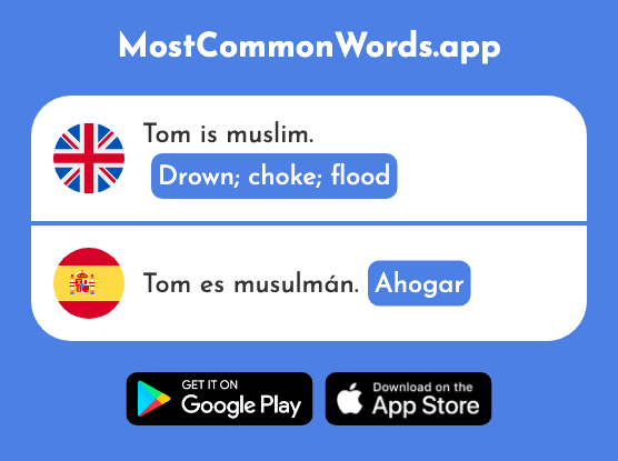 Drown, choke, flood - Ahogar (The 2782nd Most Common Spanish Word)