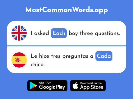 Each, every - Cada (The 107th Most Common Spanish Word)