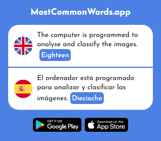 Eighteen - Dieciocho (The 2730th Most Common Spanish Word)