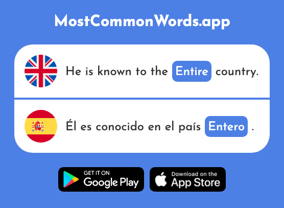 Entire, whole, complete - Entero (The 1134th Most Common Spanish Word)