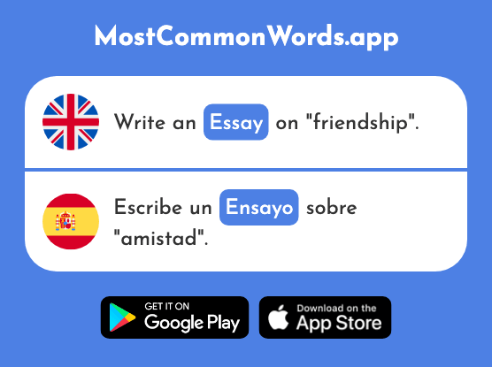 Essay, rehearsal - Ensayo (The 2033rd Most Common Spanish Word)