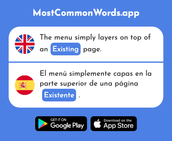 Existing - Existente (The 2271st Most Common Spanish Word)