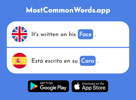 Face, expression - Cara (The 337th Most Common Spanish Word)