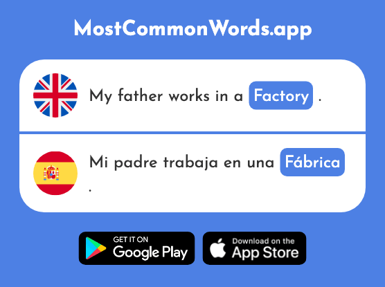 Factory, manufacture - Fábrica (The 2278th Most Common Spanish Word)