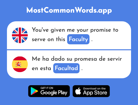 Faculty, ability - Facultad (The 1542nd Most Common Spanish Word)