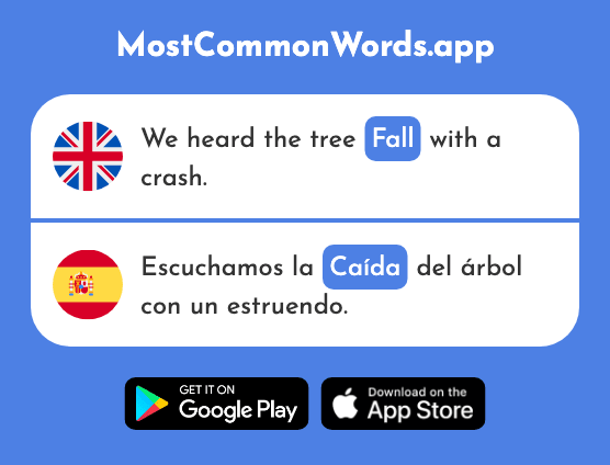 Fall, drop, falling - Caída (The 1985th Most Common Spanish Word)