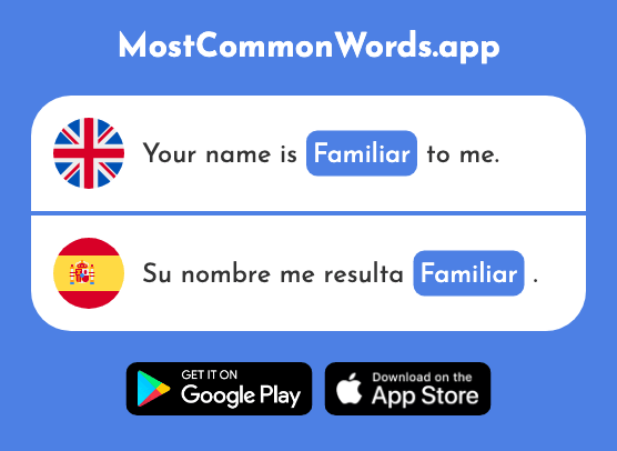 Familiar, of the family - Familiar (The 1152nd Most Common Spanish Word)