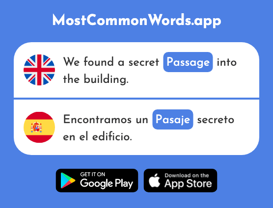 Fare, passage, lane - Pasaje (The 2437th Most Common Spanish Word)