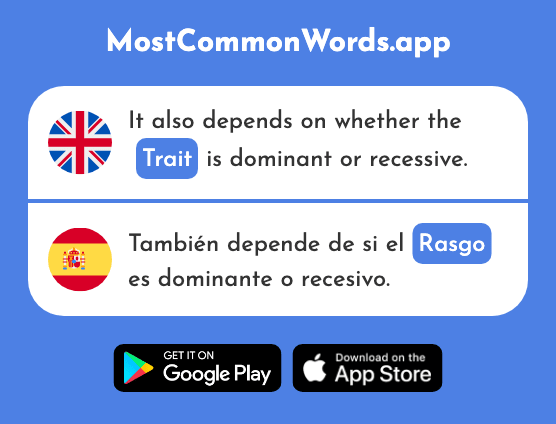 Feature, trait - Rasgo (The 2183rd Most Common Spanish Word)