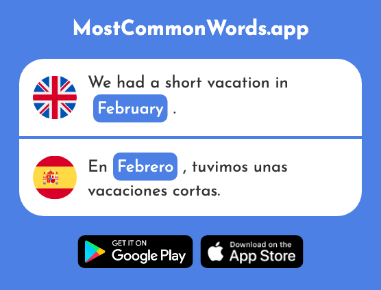 February - Febrero (The 1419th Most Common Spanish Word)