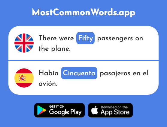 Fifty - Cincuenta (The 963rd Most Common Spanish Word)