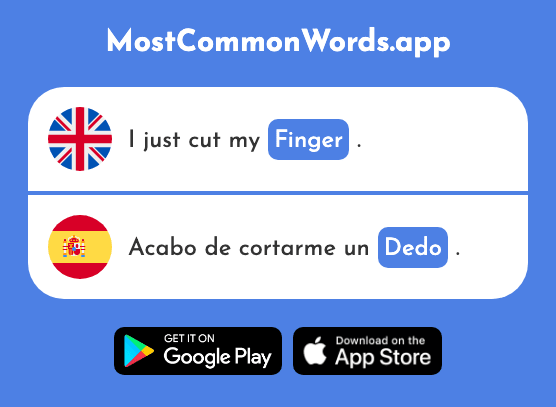 Finger, toe, digit - Dedo (The 716th Most Common Spanish Word)