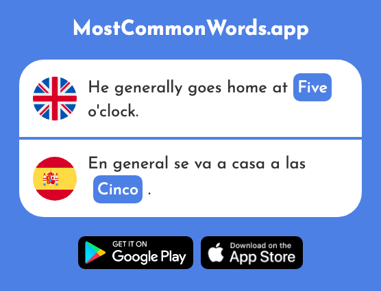 Five - Cinco (The 284th Most Common Spanish Word)