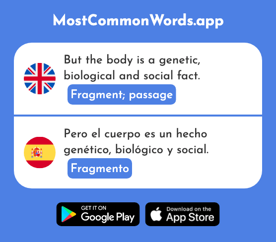 Fragment, passage - Fragmento (The 2860th Most Common Spanish Word)