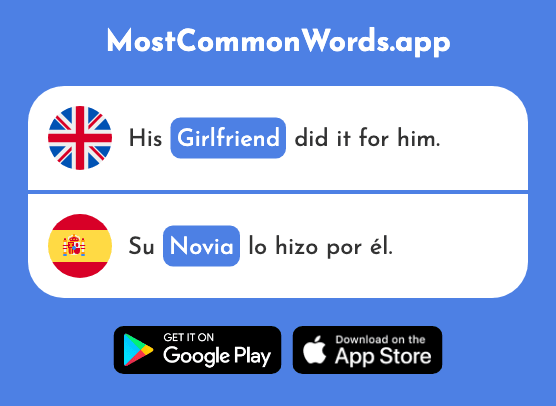 Girlfriend, bride - Novia (The 1996th Most Common Spanish Word)
