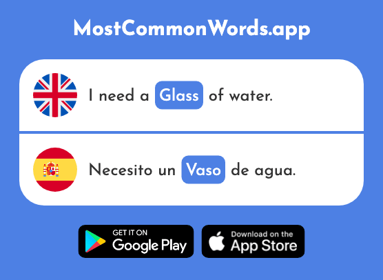 Glass, vase - Vaso (The 1609th Most Common Spanish Word)