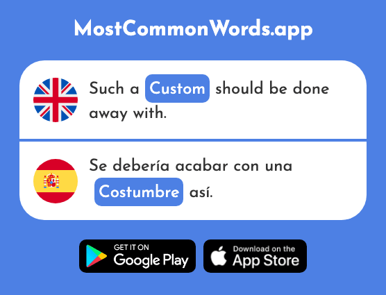 Habit, custom, usage - Costumbre (The 972nd Most Common Spanish Word)