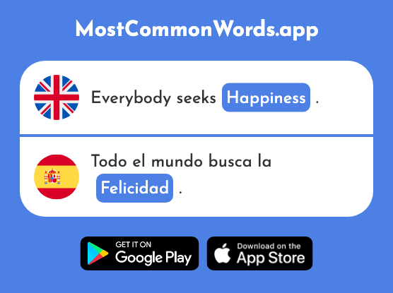 Happiness - Felicidad (The 1671st Most Common Spanish Word)