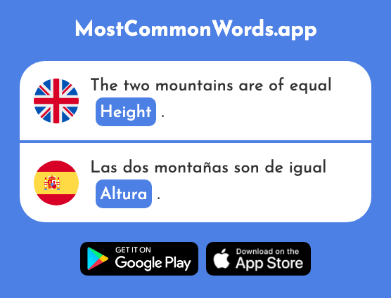 Height, altitude - Altura (The 970th Most Common Spanish Word)