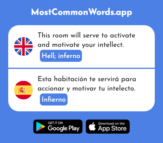 Hell, inferno - Infierno (The 2753rd Most Common Spanish Word)