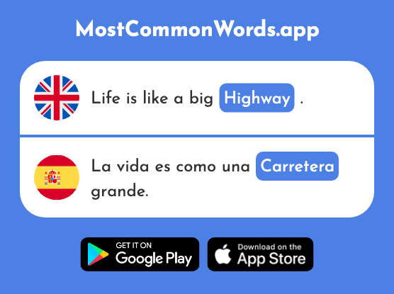 Highway, road - Carretera (The 1718th Most Common Spanish Word)