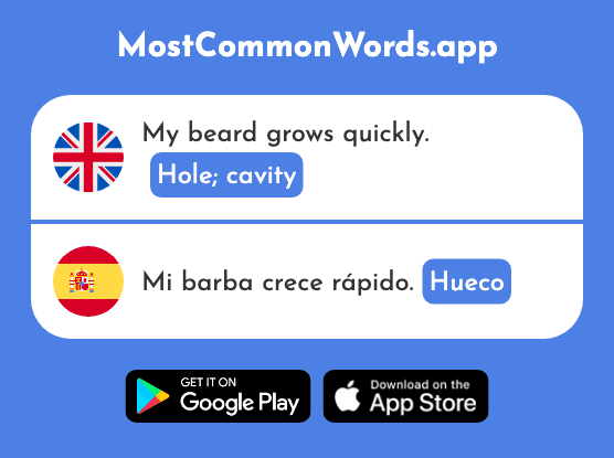 Hole, cavity - Hueco (The 2760th Most Common Spanish Word)