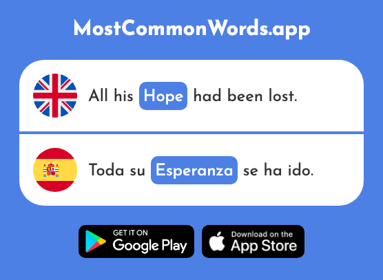Hope - Esperanza (The 987th Most Common Spanish Word)