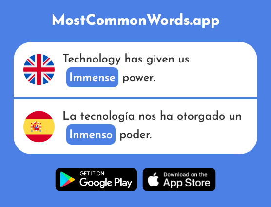Immense, vast, huge - Inmenso (The 1534th Most Common Spanish Word)