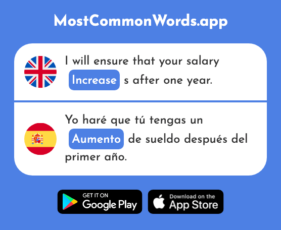Increase, rise - Aumento (The 1414th Most Common Spanish Word)
