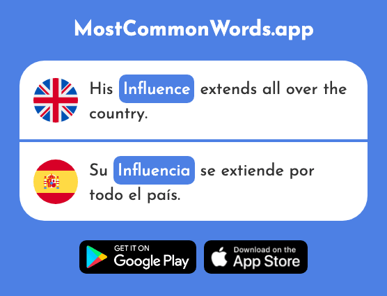 Influence - Influencia (The 990th Most Common Spanish Word)