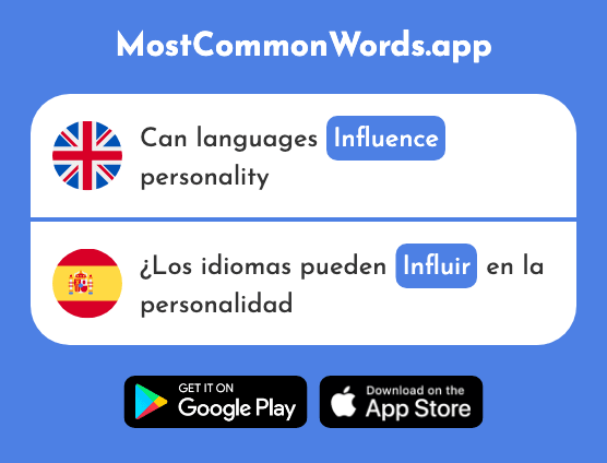 Influence - Influir (The 1678th Most Common Spanish Word)