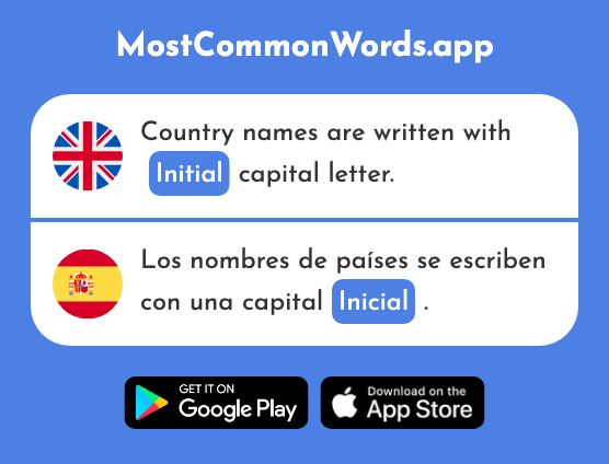 Initial - Inicial (The 2148th Most Common Spanish Word)