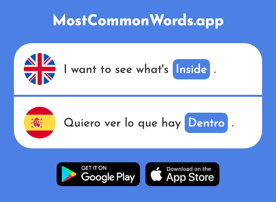Inside - Dentro (The 548th Most Common Spanish Word)