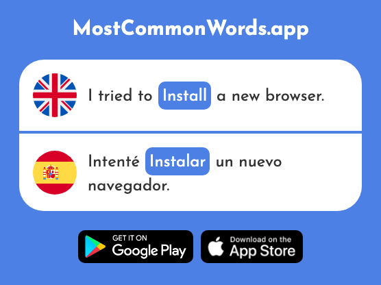 Install - Instalar (The 1112th Most Common Spanish Word)