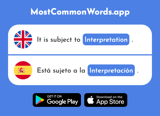 Interpretation, interpreting - Interpretación (The 1841st Most Common Spanish Word)
