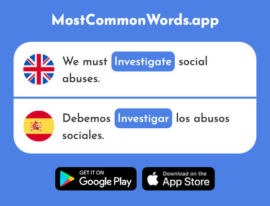 Investigate - Investigar (The 1571st Most Common Spanish Word)