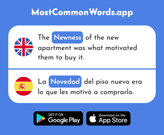 Latest news, newness - Novedad (The 2467th Most Common Spanish Word)