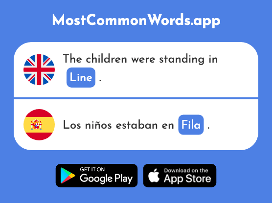 Line, row, file - Fila (The 1976th Most Common Spanish Word)