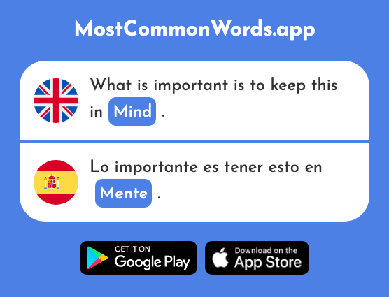 Mind - Mente (The 975th Most Common Spanish Word)