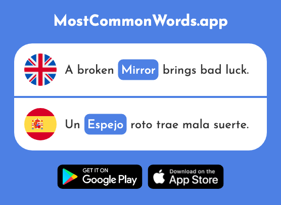 Mirror, reflection - Espejo (The 1232nd Most Common Spanish Word)