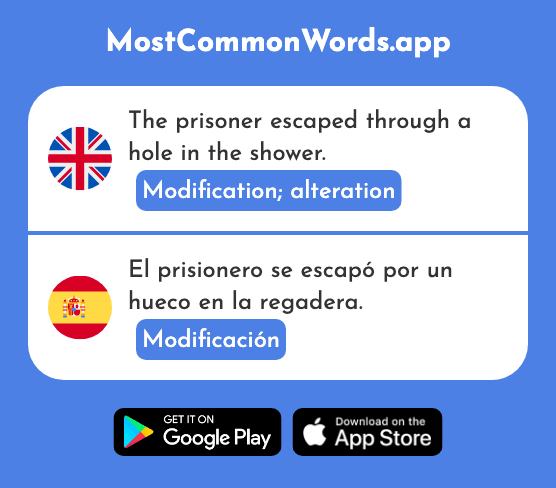 Modification, alteration - Modificación (The 2761st Most Common Spanish Word)
