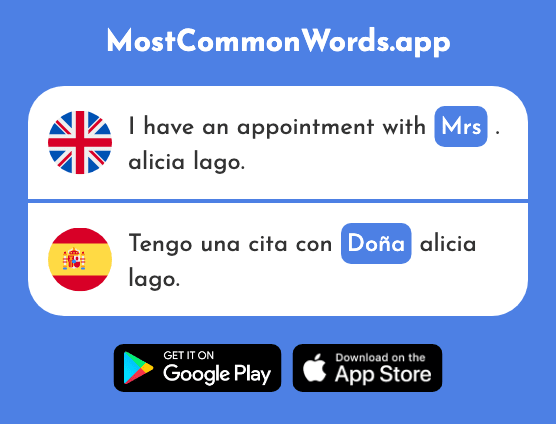 Mrs - Doña (The 1438th Most Common Spanish Word)