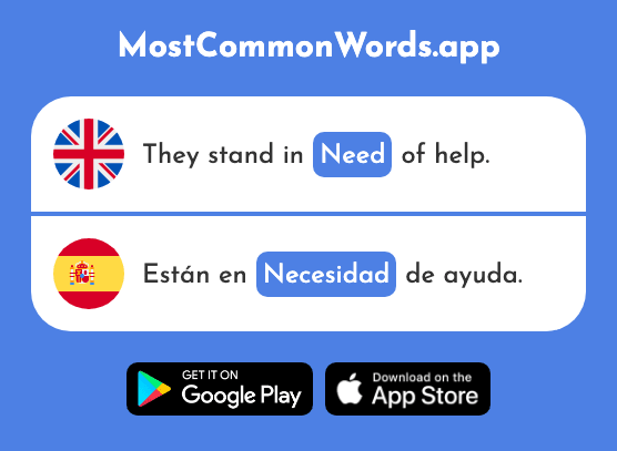 Necessity, need - Necesidad (The 431st Most Common Spanish Word)